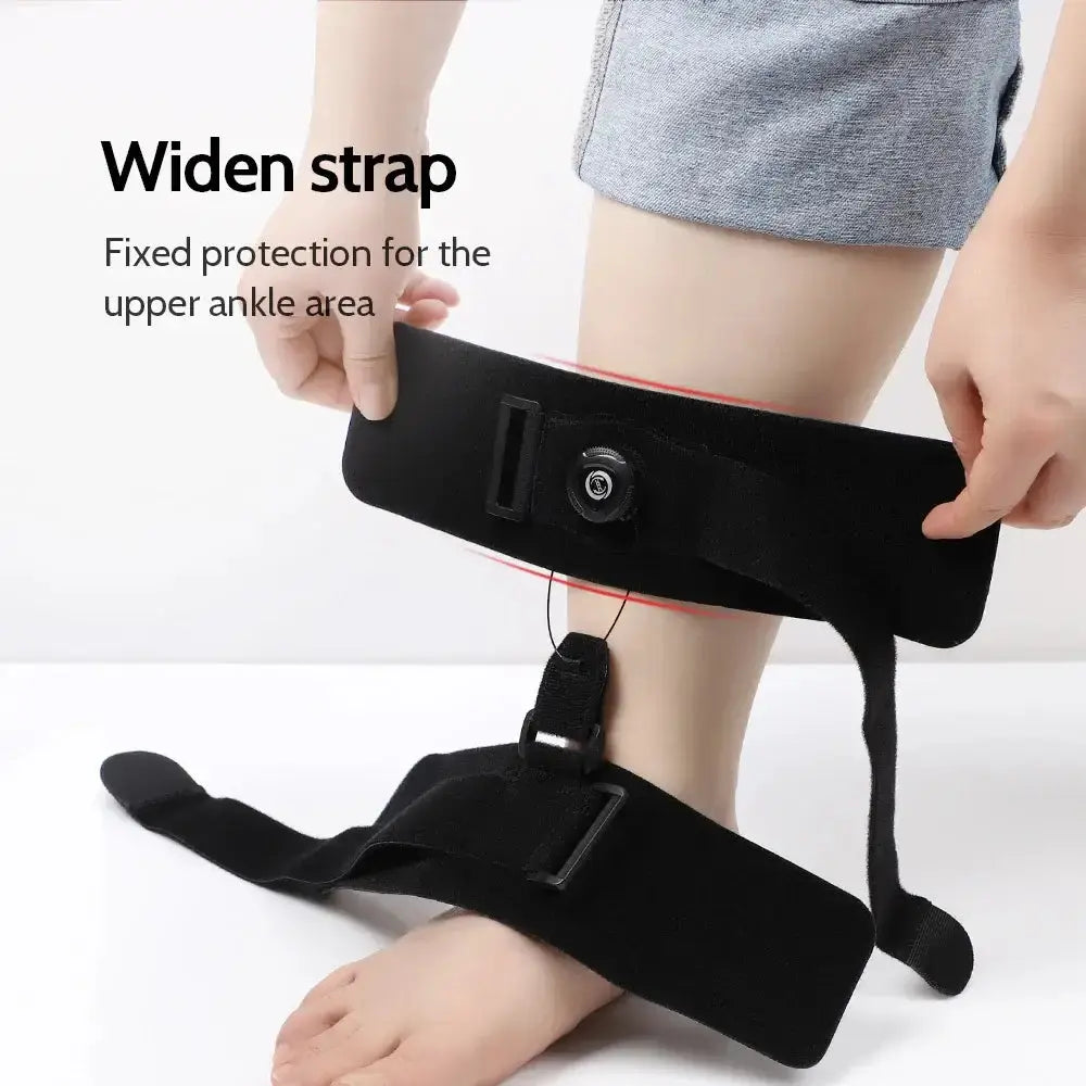 Adjustable ankle support splint with widen strap for upper ankle protection and stability.