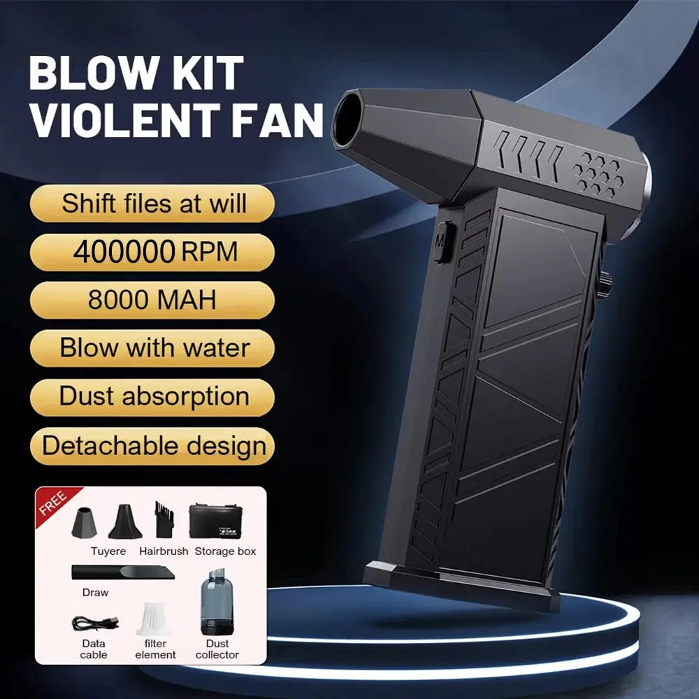 400000RPM Turbo Jet Blower Powerful Air Blower Brushless Motor Turbo Fan Wind Speed 58m/s 8000mAh Souffleur Air Puissant Bantout.prod