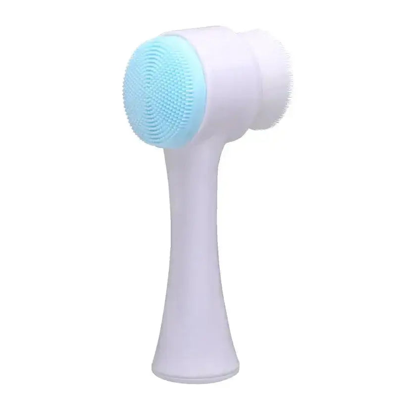 Brosse nettoyante pour visage en silicone 3D, double face, rechargeable, pour un nettoyage efficace de la peau.