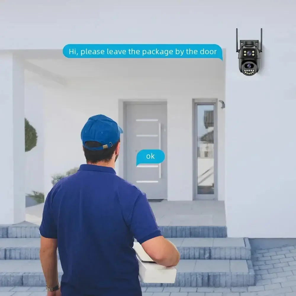 Caméra de surveillance à double objectif WiFi 4K 8MP Zoom numérique 4X Bantout.prod
