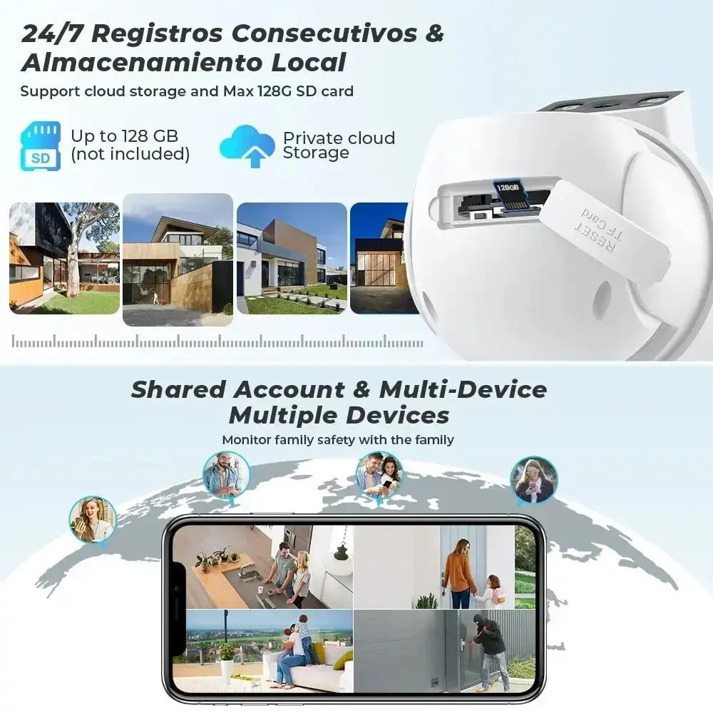 Caméra de surveillance à double objectif WiFi 4K 8MP Zoom numérique 4X Bantout.prod