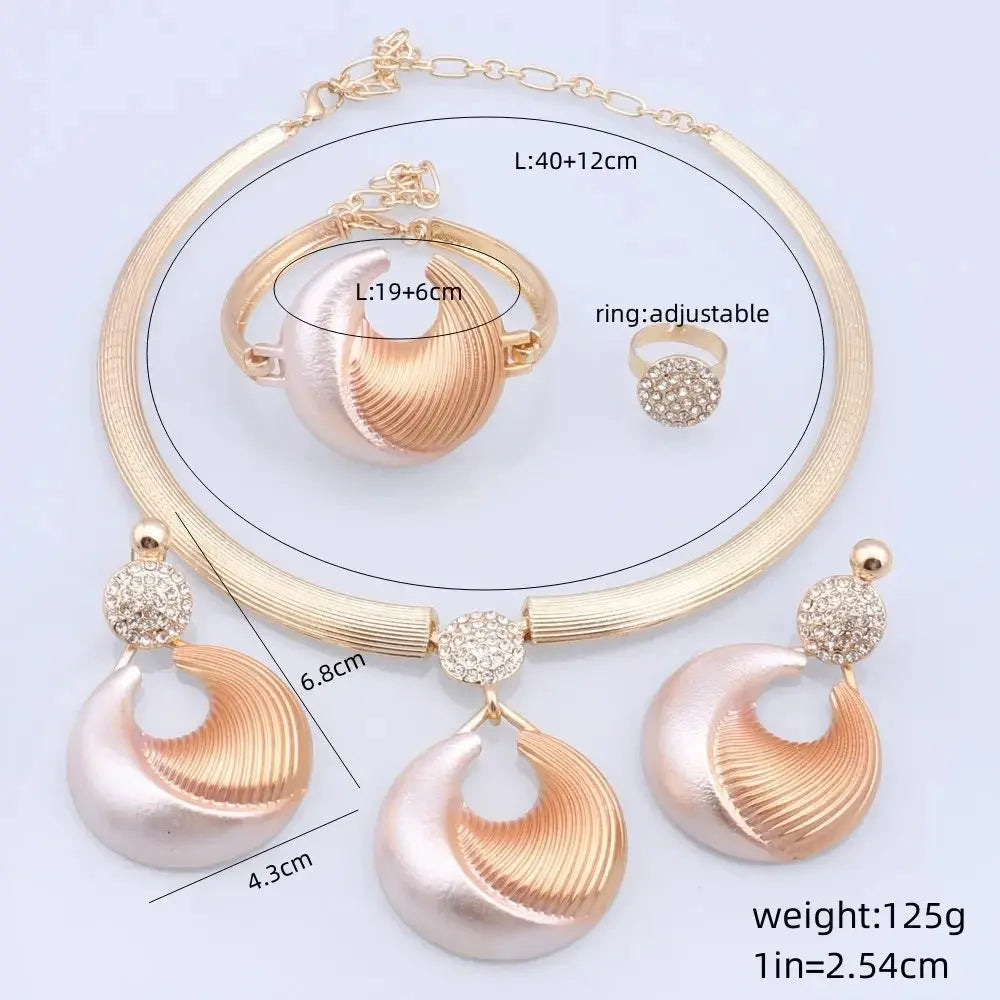 Dubai Jewelry Set For Women Silver Plated Luxury Necklace Earrings Bracelet And Ring Set Jewelry For Wedding Party Trending Bantout.prod