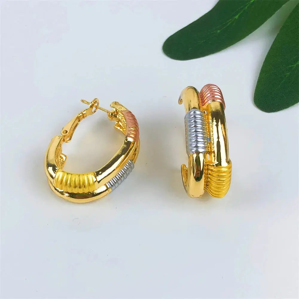 ESALE Dubai Style Gold Color Earring Sets Necklace Earring Bracelet Rings Sets For Women To Wear As A Banquet Gift Bantout.prod