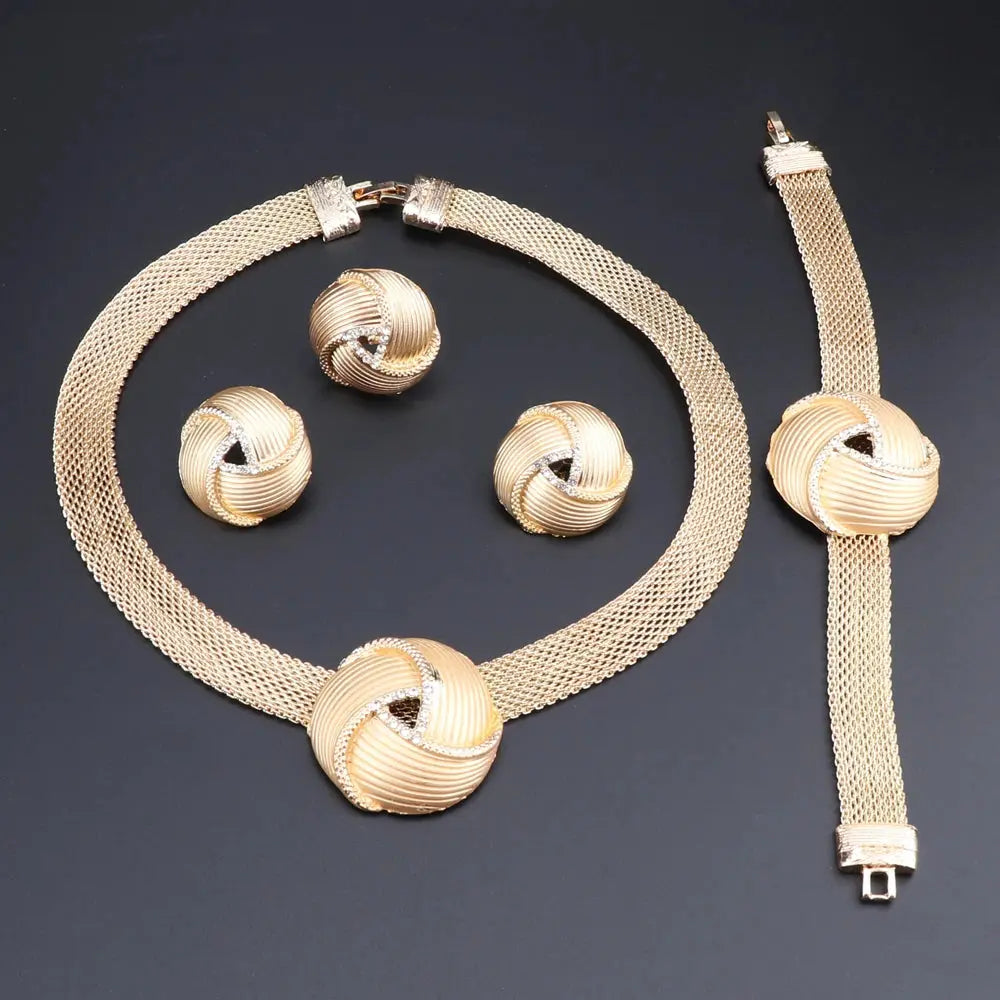 Exquisite Dubai Silver Color Necklace Earrings Set Wedding Accessories Jewelry Set African Women Costume Jewelry Set Bantout.prod