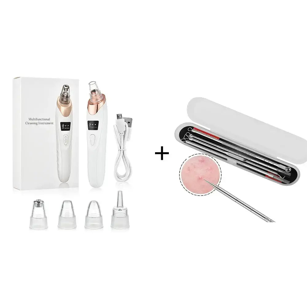 Extracteur de points noirs rechargeable par USB avec accessoires, nettoyant multifonctionnel pour le visage.