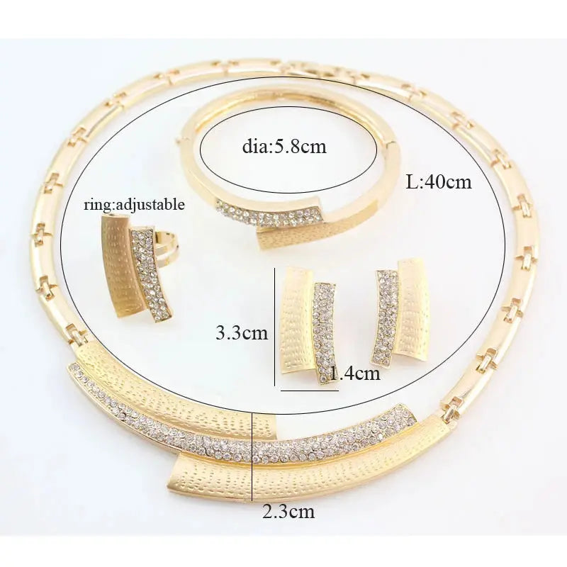 Fashion Wedding Bridal Crystal Rhinestone Jewelry Sets African Beads Dubai Gold Color Statement Jewellery Costume Bantout.prod