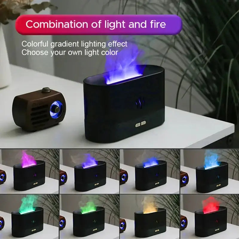 Humidificateur portable à brume fraîche, USB, LED, changement de couleur, pour pièce, air, feu, flamme, arôme, diffuseur d&