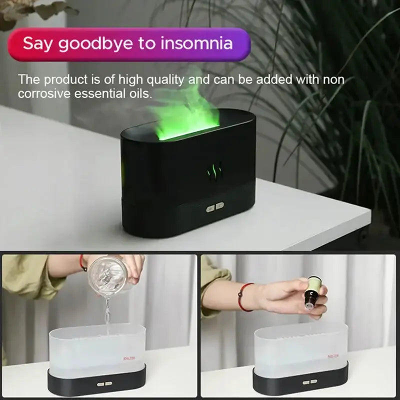Humidificateur portable à brume fraîche, USB, LED, changement de couleur, pour pièce, air, feu, flamme, arôme, diffuseur d&