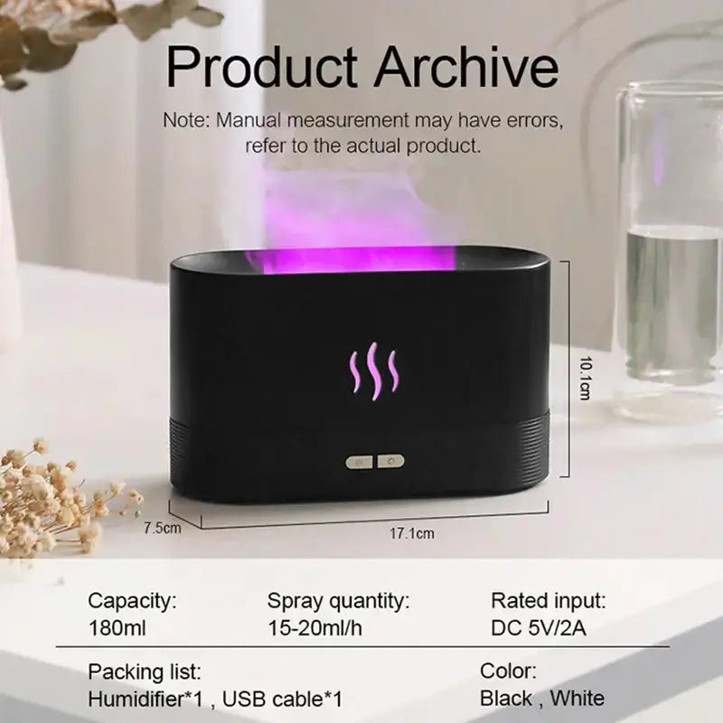 Humidificateur portable à brume fraîche, USB, LED, changement de couleur, pour pièce, air, feu, flamme, arôme, diffuseur d&