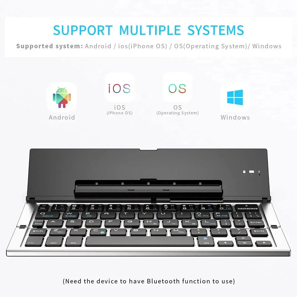 Jomaa Folding Keyboard Bluetooth Foldable Wireless Keyboard Pocket Size Rechargeable Keyboard for iPhone iPad Tablet Laptops Bantout.prod