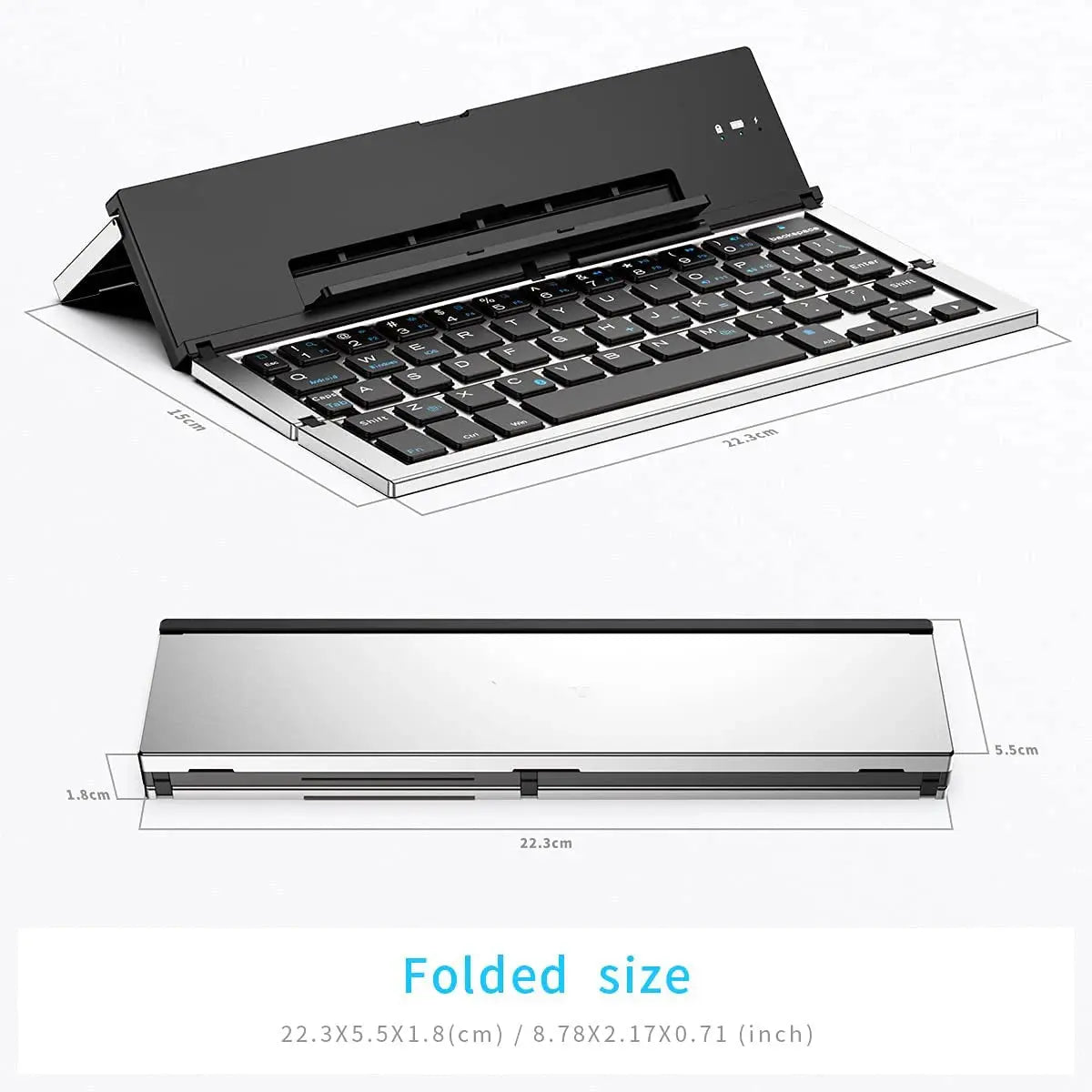 Jomaa Folding Keyboard Bluetooth Foldable Wireless Keyboard Pocket Size Rechargeable Keyboard for iPhone iPad Tablet Laptops Bantout.prod