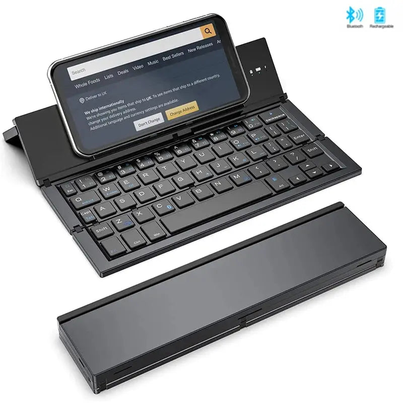 Jomaa Folding Keyboard Bluetooth Foldable Wireless Keyboard Pocket Size Rechargeable Keyboard for iPhone iPad Tablet Laptops Bantout.prod