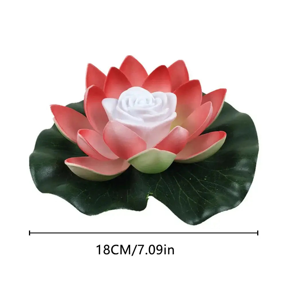 Lampe LED flottante en forme de lotus, décoration artificielle pour étang, piscine ou jardin, 18CM.