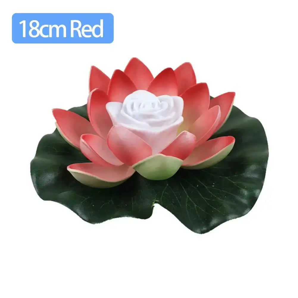 Lampe LED flottante en forme de lotus rouge, décoration pour étang, piscine et jardin, 18 cm de diamètre.