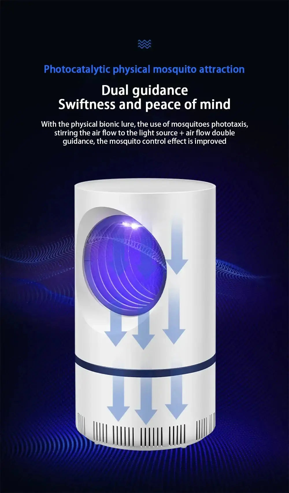 Xiaomi electric mosquito lamp with blue light and dual guidance for effective mosquito attraction and control.