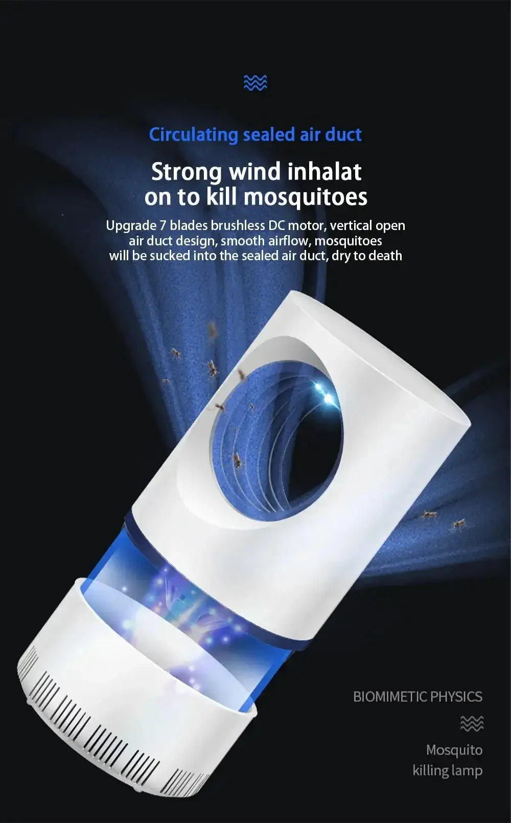 Xiaomi electric mosquito lamp with sealed air duct and strong wind feature for effective mosquito trapping.