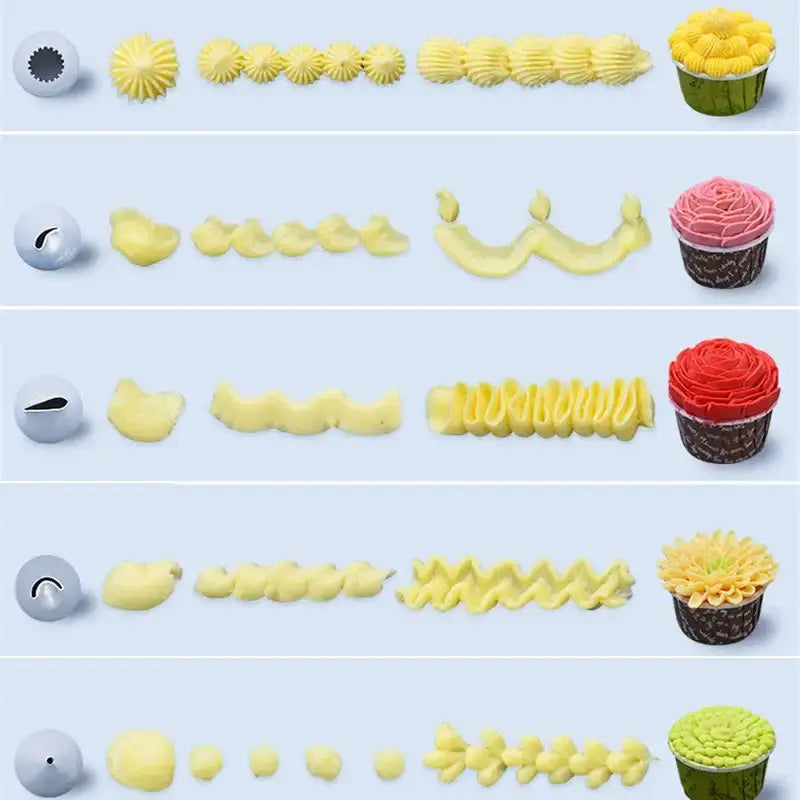 Lot de 8/10/16 douilles à douille en silicone pour glaçage de gâteaux, outils de décoration de gâteaux, douilles réutilisables + 1 poche à douille Bantout.prod