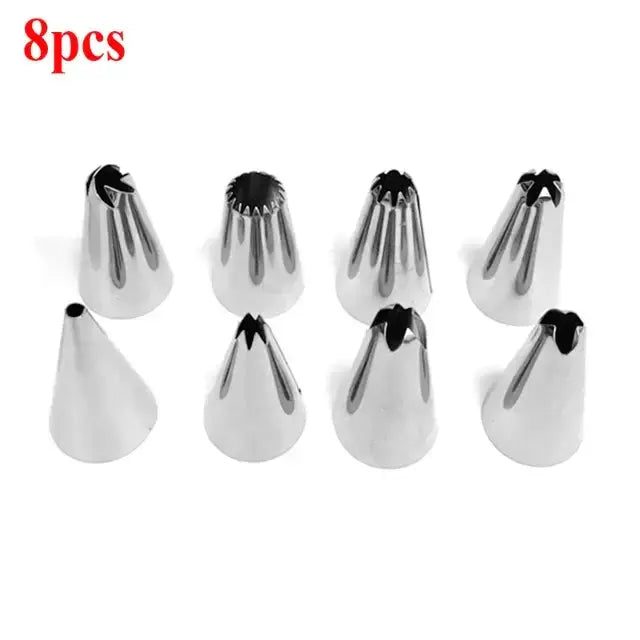 Lot de 8/10/16 douilles à douille en silicone pour glaçage de gâteaux, outils de décoration de gâteaux, douilles réutilisables + 1 poche à douille Bantout.prod