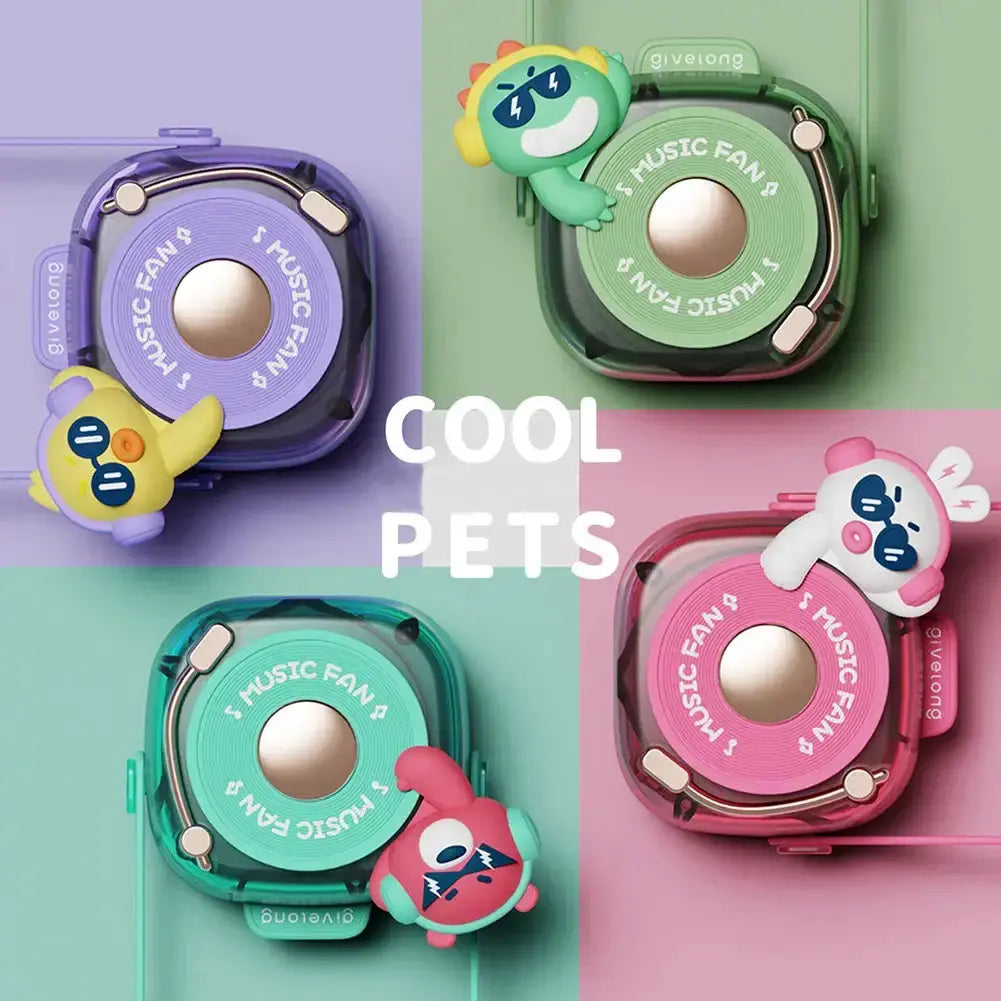 Colorful pet-themed music gadgets featuring cute character designs in a playful layout.