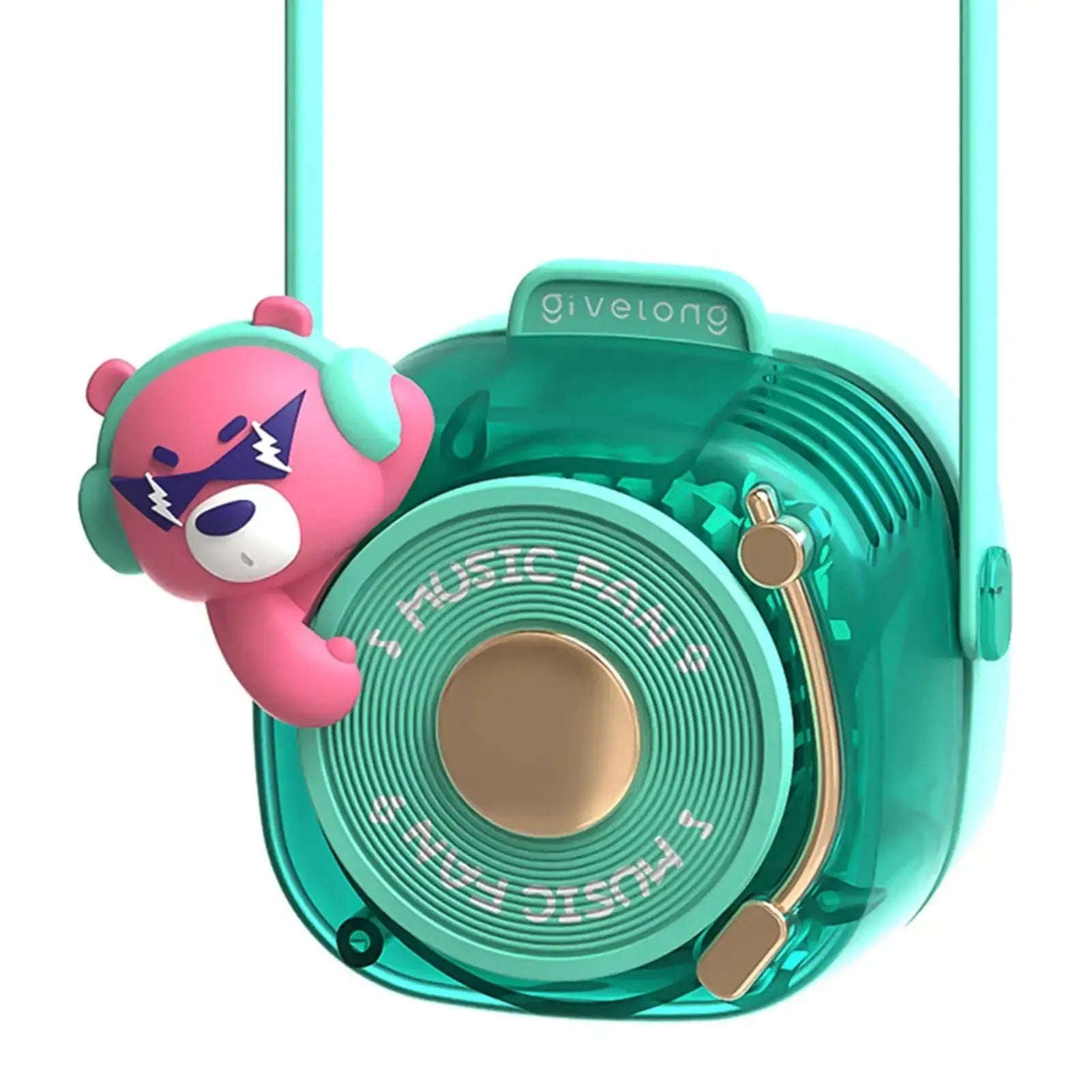 Mini portable speaker with a playful bear design in teal color, stylish and fun for music lovers.