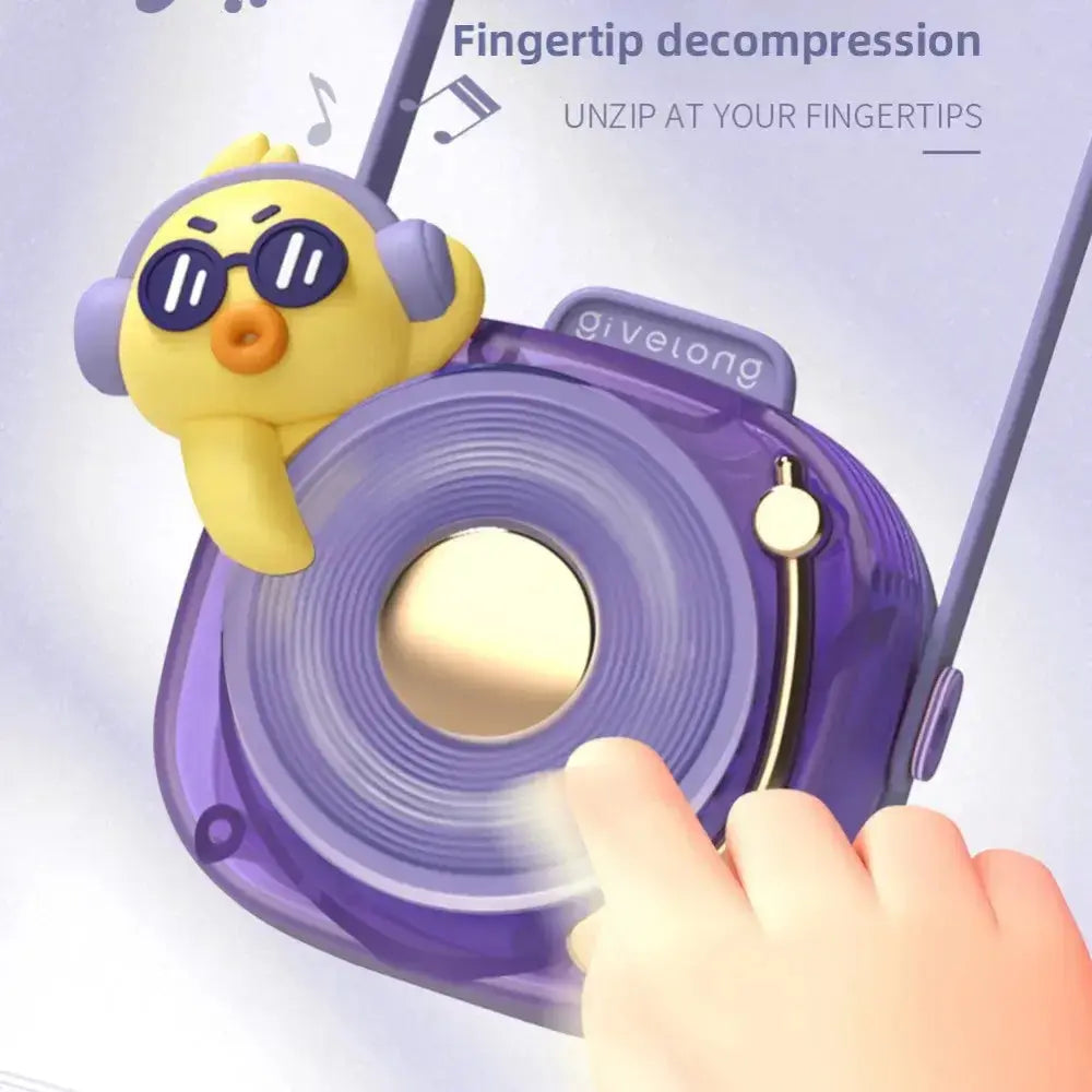 Mini climatiseur portable avec ventilateur de cou USB, design amusant avec personnage coloré et fonction de décompression.