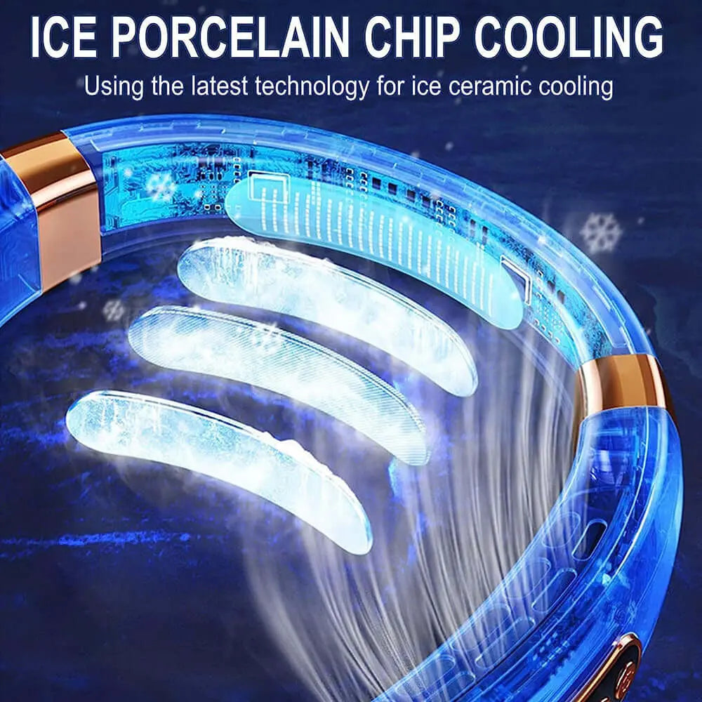 Ventilateur de cou suspendu YUGESA avec technologie de refroidissement en porcelaine glacée.