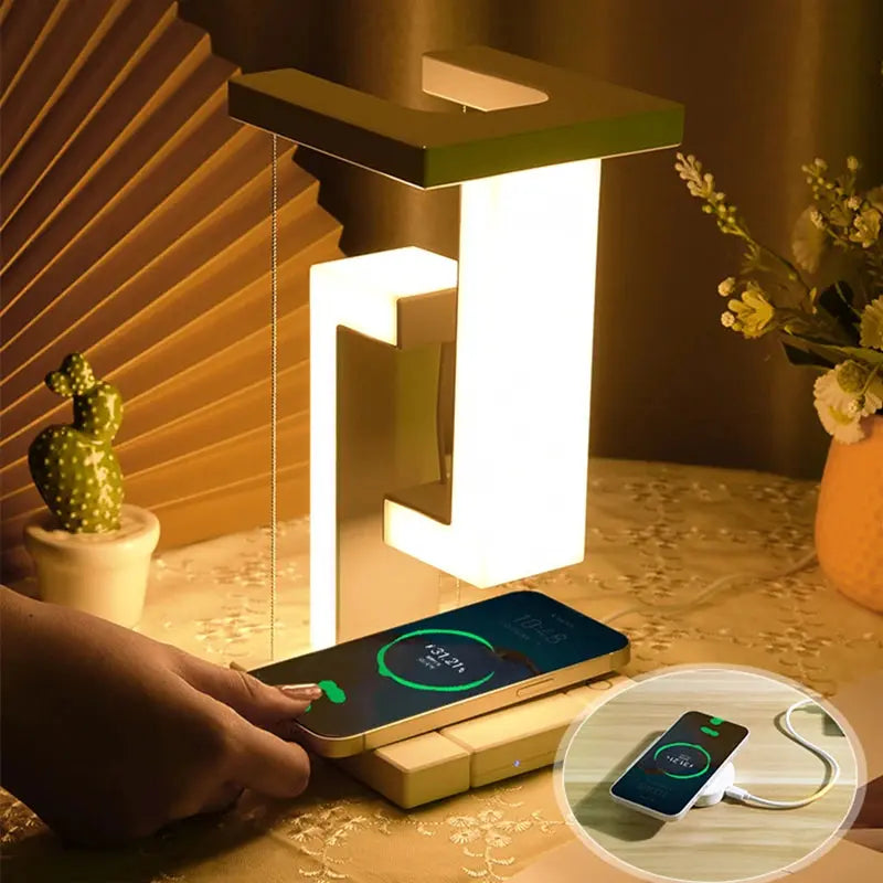 Novelty floating lamp with 10 W detachable wireless charger decorative light for bedroom/office Bantout.prod