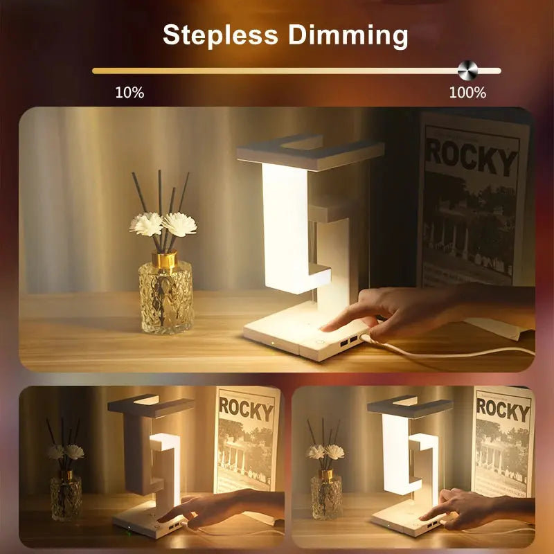 Novelty floating lamp with 10 W detachable wireless charger decorative light for bedroom/office Bantout.prod