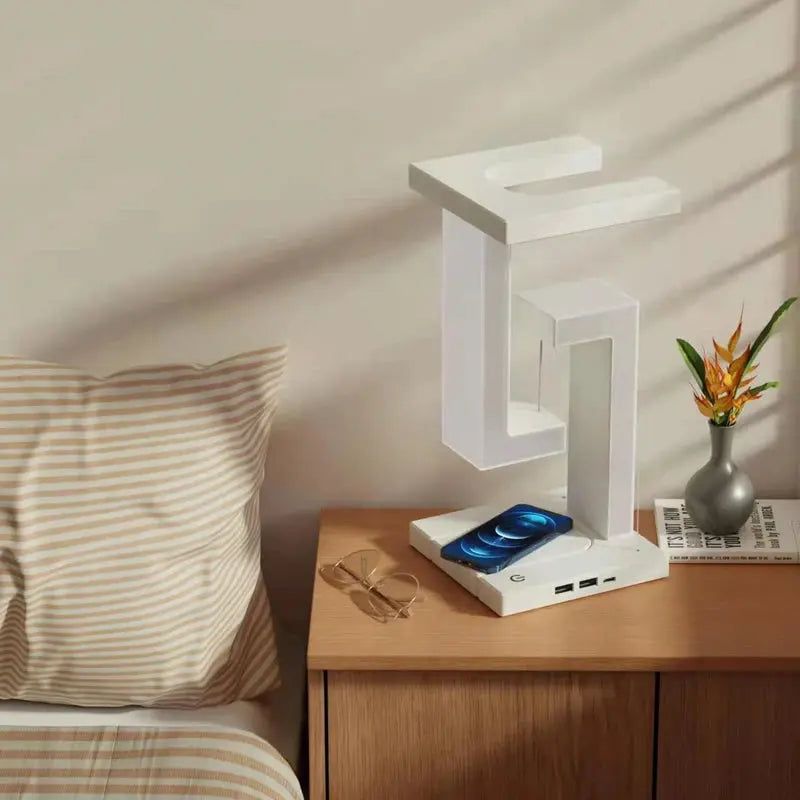 Novelty floating lamp with 10 W detachable wireless charger decorative light for bedroom/office Bantout.prod