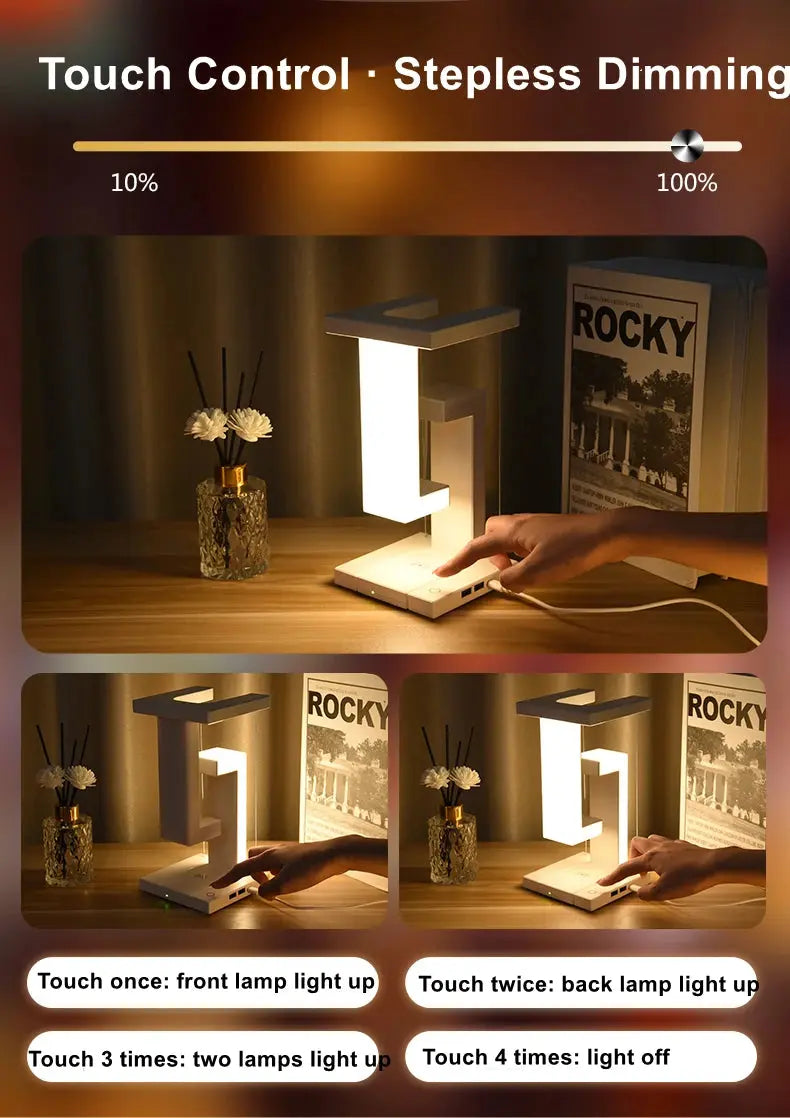 Novelty floating lamp with 10 W detachable wireless charger decorative light for bedroom/office Bantout.prod