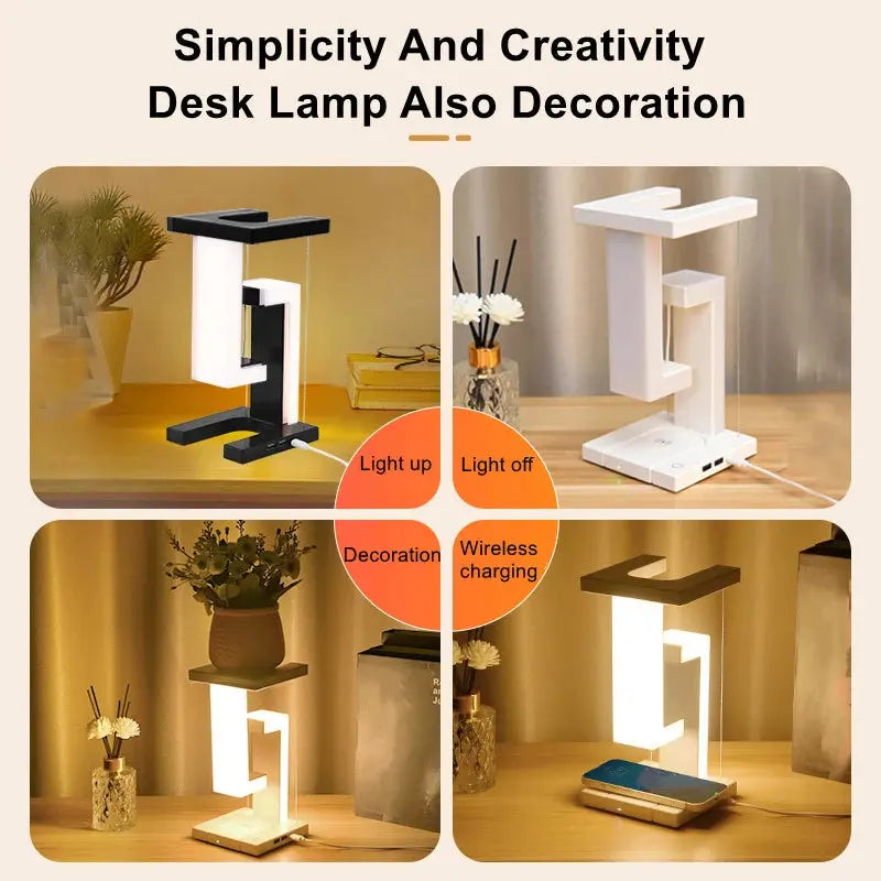 Novelty floating lamp with 10 W detachable wireless charger decorative light for bedroom/office Bantout.prod