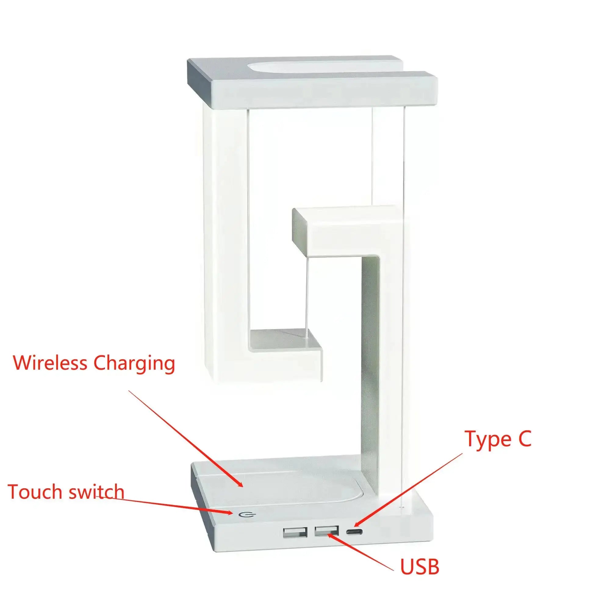 Novelty floating lamp with 10 W detachable wireless charger decorative light for bedroom/office Bantout.prod
