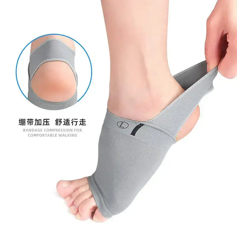 Arch support sleeve for flat foot support and plantar fasciitis relief, enhancing comfort and stability during walking.