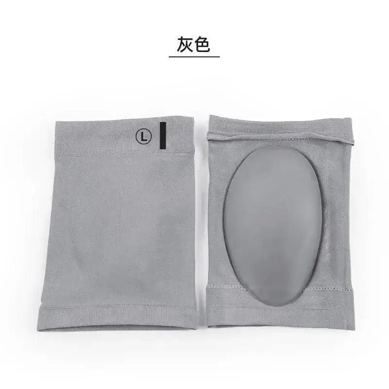 Gray arch support sleeves with metatarsal compression for flat foot support and plantar fasciitis relief.