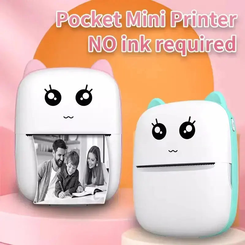 Portable thermal printer mini cat print photo pocket thermal label printer 58mm printing wireless Bluetooth Android iOS printers Bantout.prod