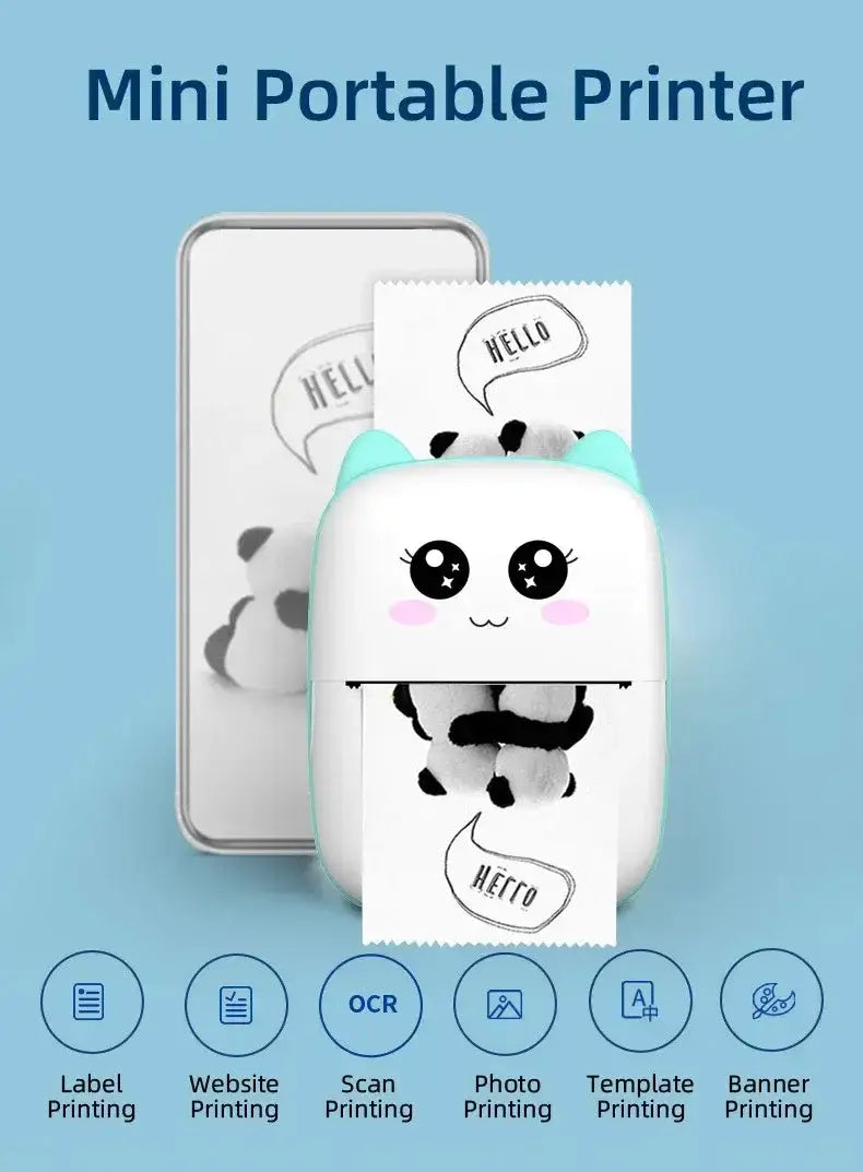 Portable thermal printer mini cat print photo pocket thermal label printer 58mm printing wireless Bluetooth Android iOS printers Bantout.prod