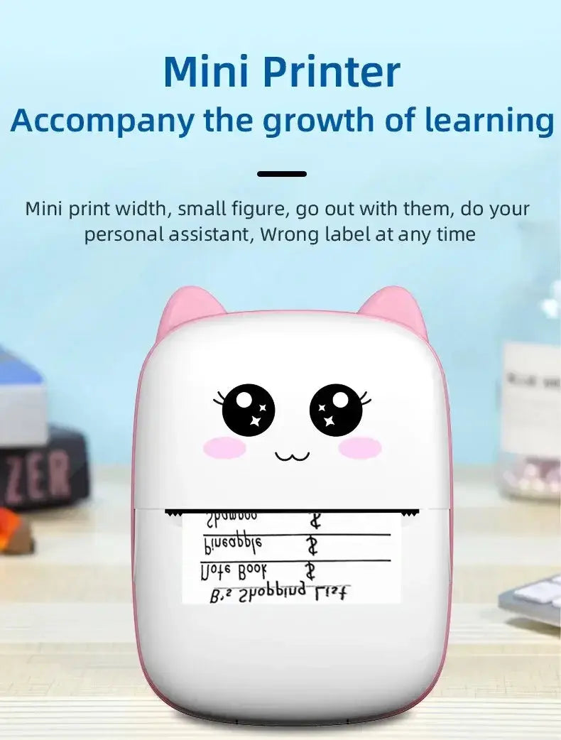 Portable thermal printer mini cat print photo pocket thermal label printer 58mm printing wireless Bluetooth Android iOS printers Bantout.prod