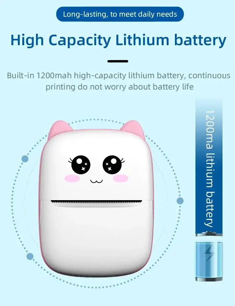 Portable thermal printer mini cat print photo pocket thermal label printer 58mm printing wireless Bluetooth Android iOS printers Bantout.prod