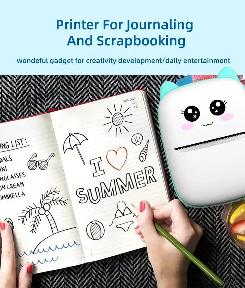 Portable thermal printer mini cat print photo pocket thermal label printer 58mm printing wireless Bluetooth Android iOS printers Bantout.prod