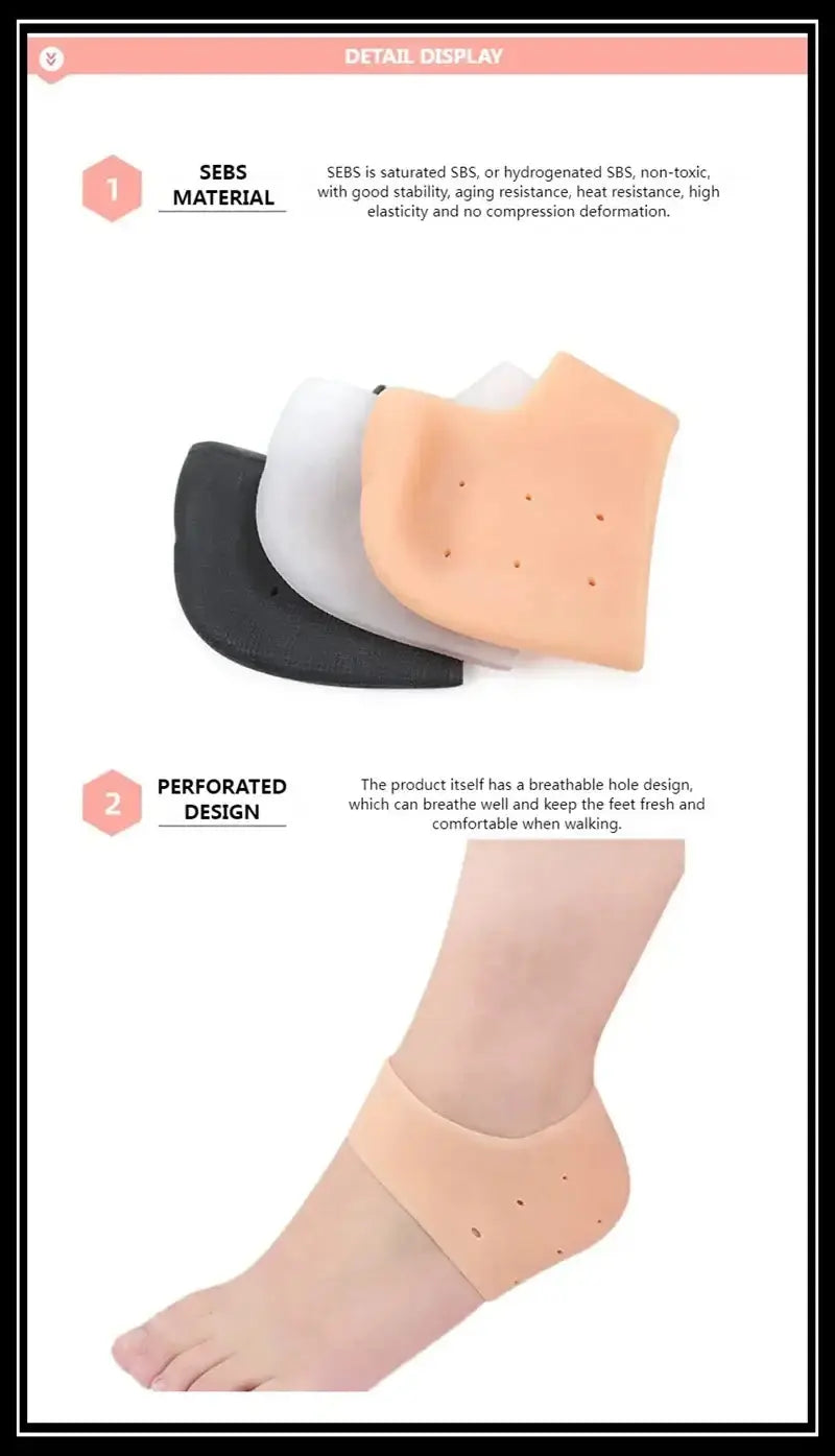 Protège-talon en silicone, coussinets de protection pour épine calcanéenne, pour soulager la fasciite plantaire, la douleur au talon, réduit la pression sur le talon, 1 paire Bantout.prod