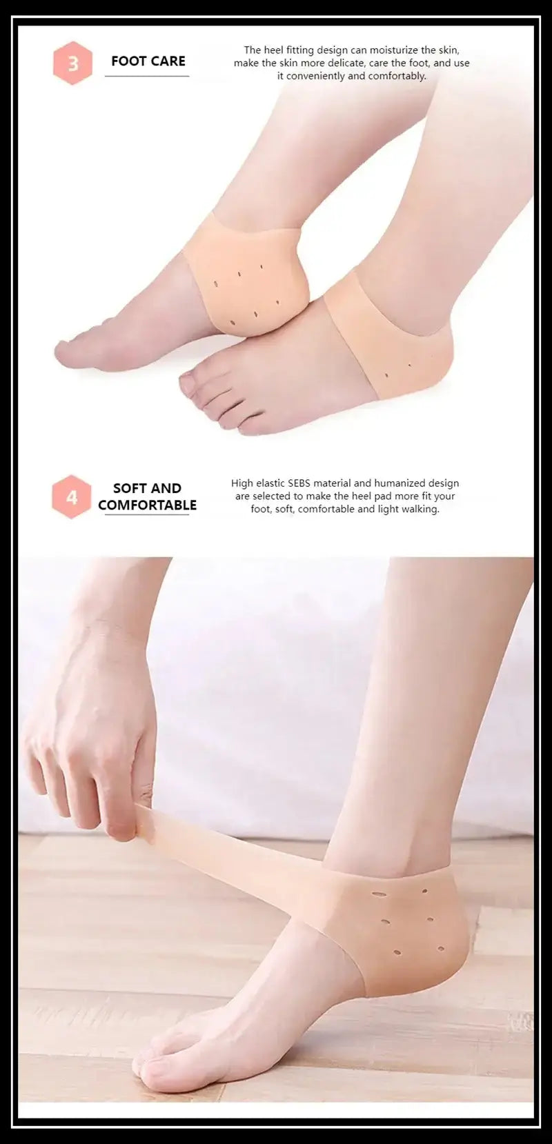 Protège-talon en silicone, coussinets de protection pour épine calcanéenne, pour soulager la fasciite plantaire, la douleur au talon, réduit la pression sur le talon, 1 paire Bantout.prod
