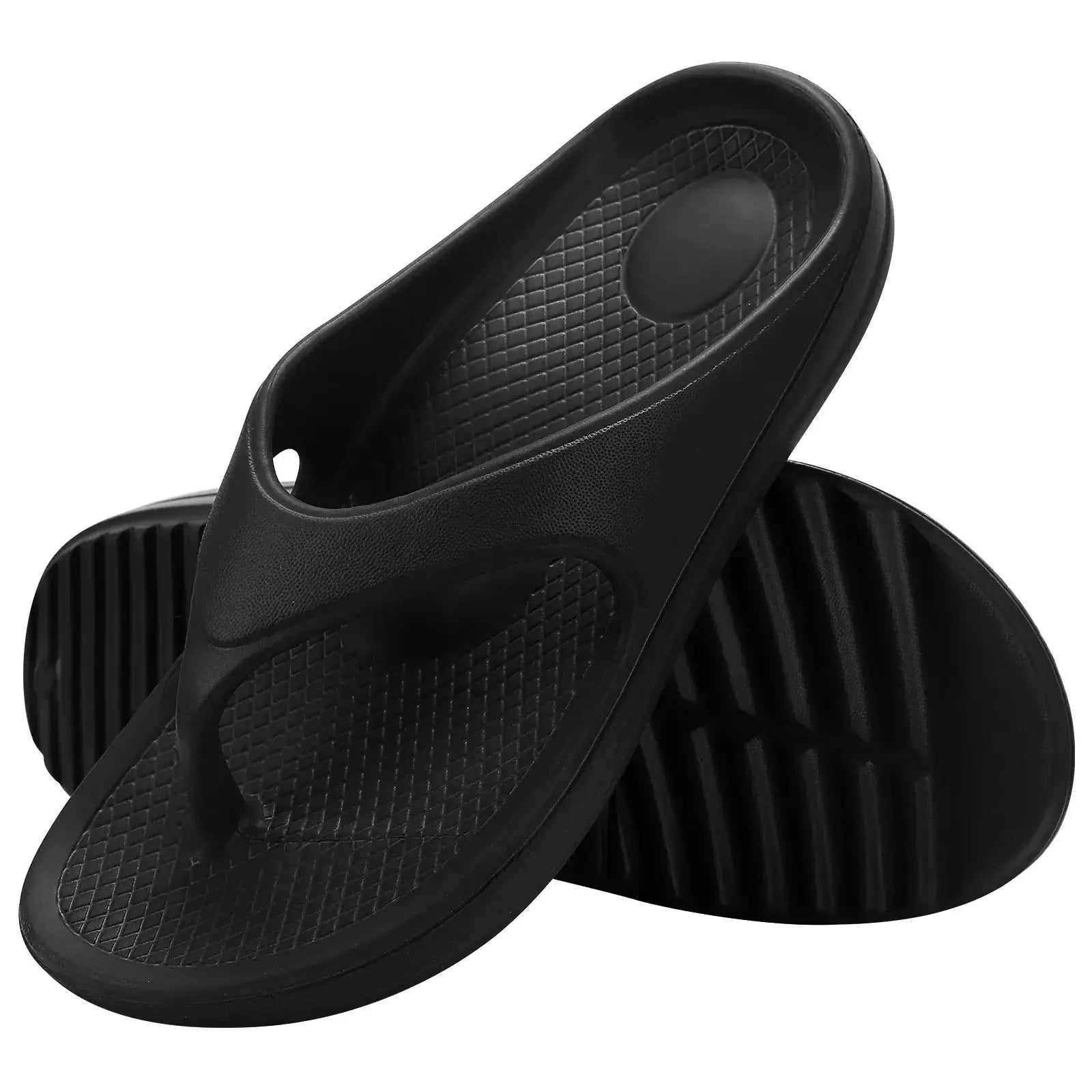 Sandales orthopédiques noires pour femmes, confortables, avec semelle EVA, design moderne et décontracté.