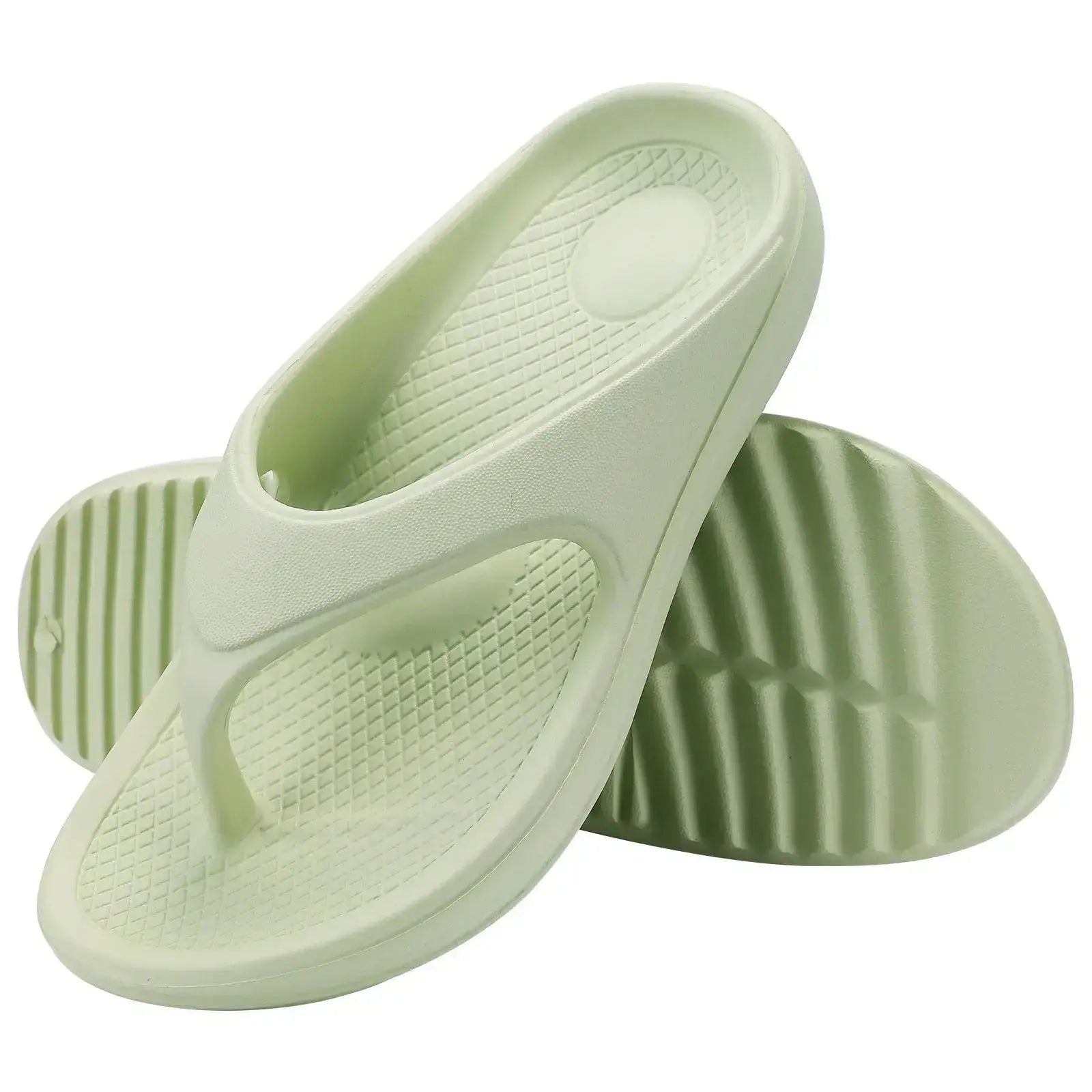 Sandales orthopédiques pour femmes en EVA, coloris vert clair, style moderne avec plateforme, confortables et décontractées.