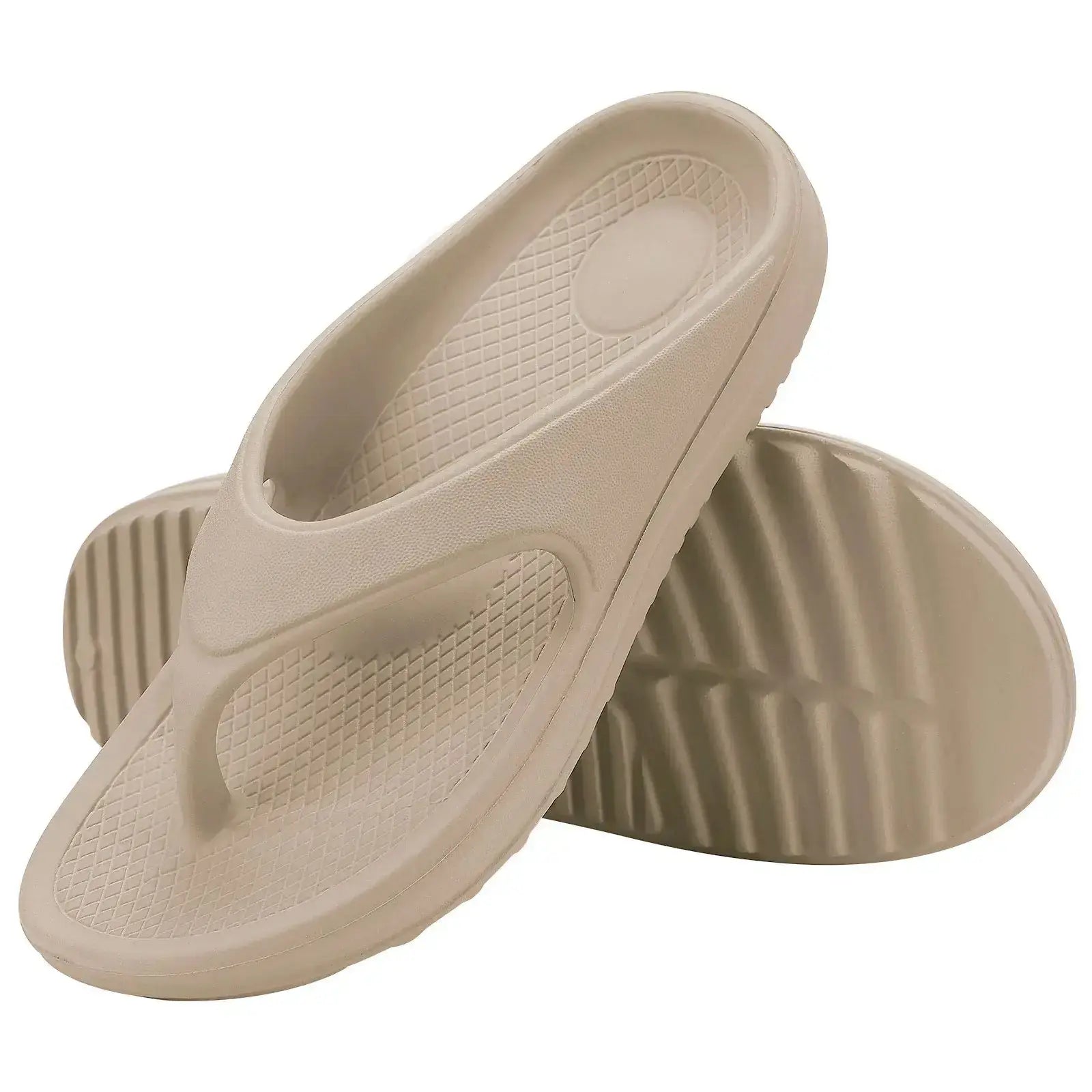 Sandales orthopédiques pour femmes en EVA, confortables avec semelle souple, couleur beige, design moderne.