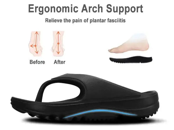 Sandales orthopédiques avec soutien de la voûte plantaire pour soulager la fasciite plantaire.