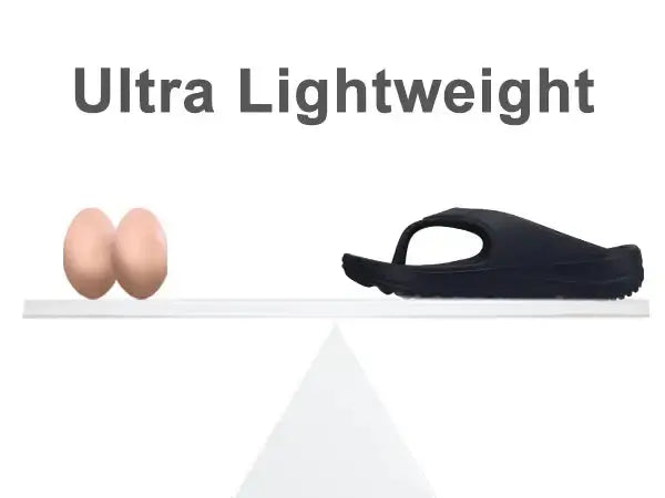 Sandale orthopédique ultra légère Kidmi comparée à des œufs sur une balance.