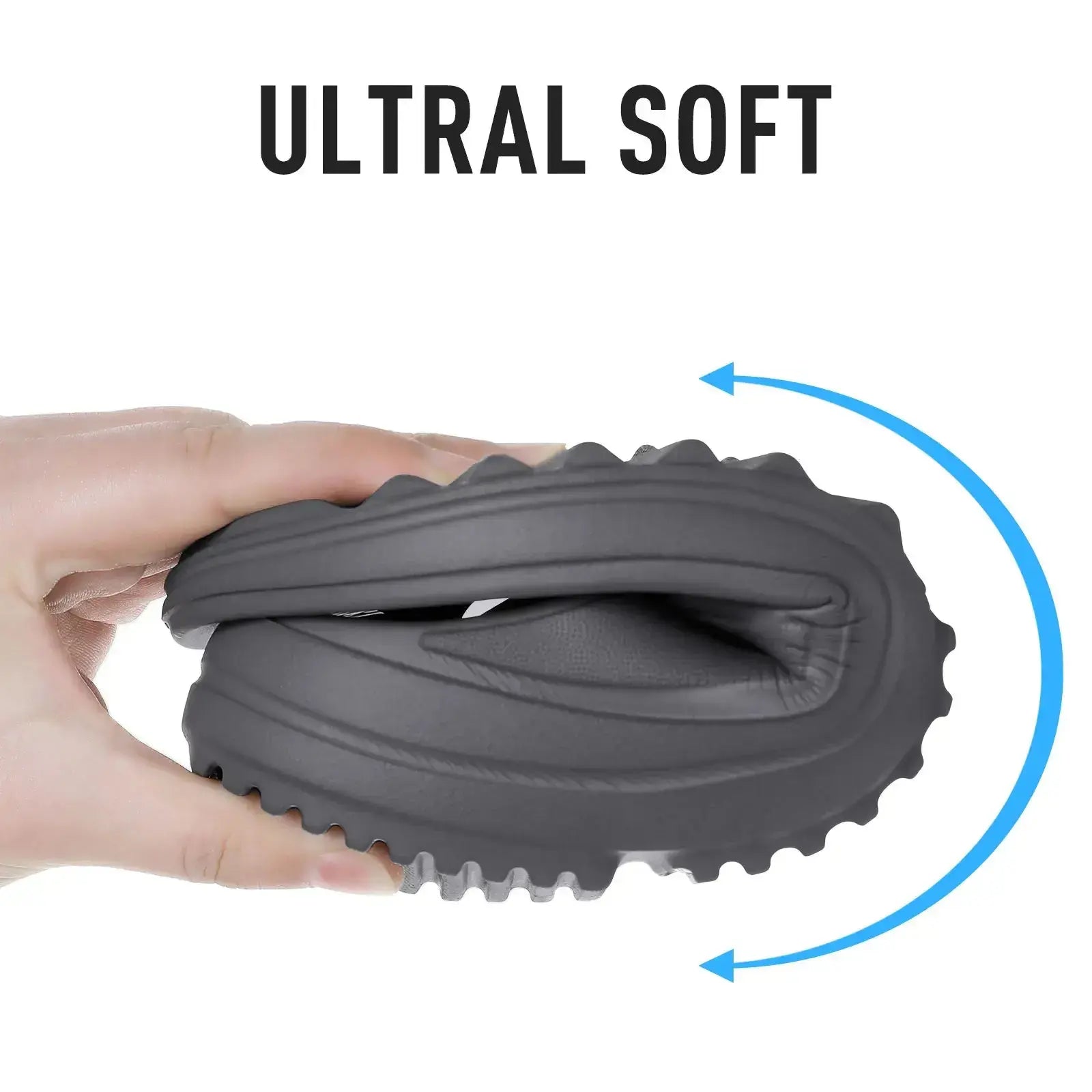 Main feature of ultra-soft orthopedic sandals for women, showcasing the flexible, compressible design for comfort.