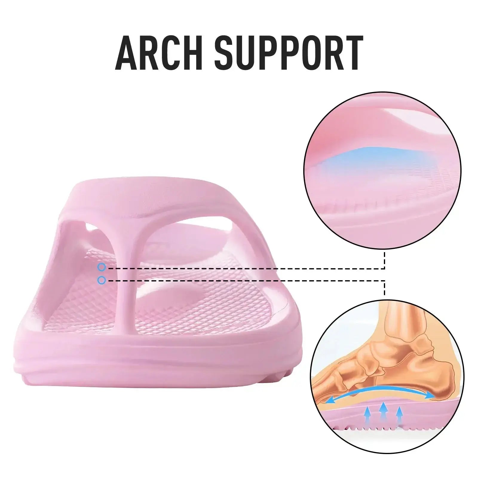 Sandales orthopédiques pour femmes avec soutien de la voûte plantaire, couleur rose, design moderne, confort supplémentaire.