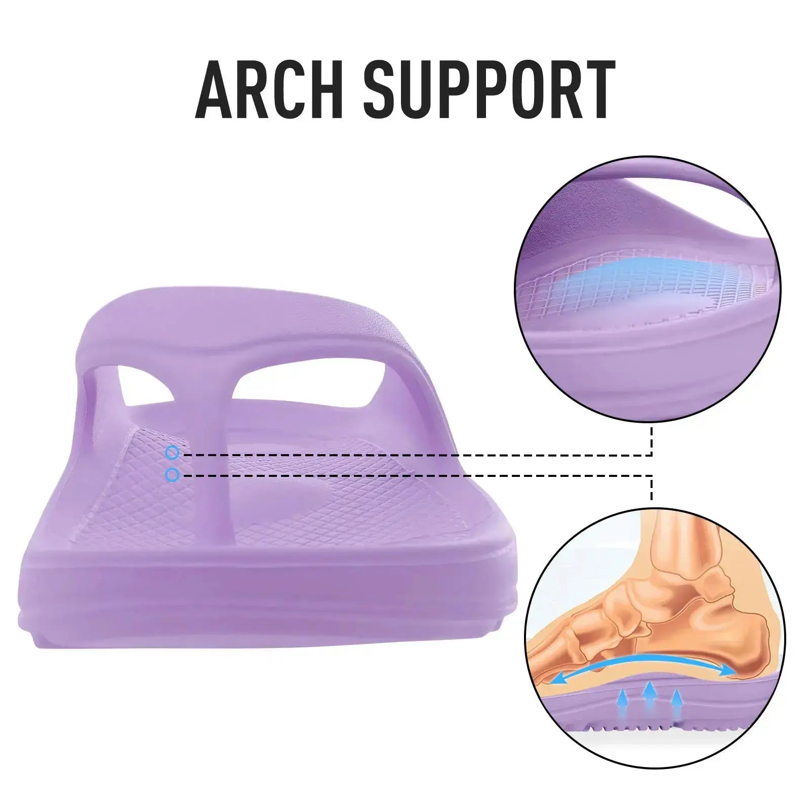 Sandales orthopédiques pour femmes avec support de la voûte plantaire en EVA, coloris violet.