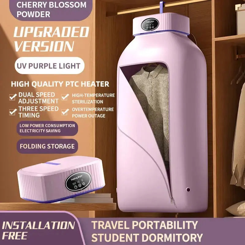 Sèche-linge portable à lumière UV, chaud, pliable, chauffage PTC, idéal pour dortoirs et voyages, faible consommation d&